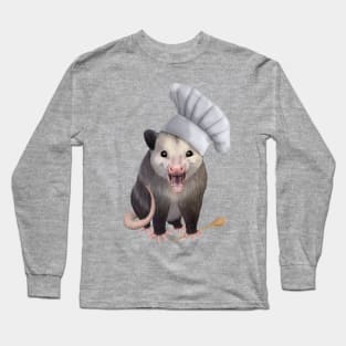 Chef Opossum - cute possum in a chefs hat Long Sleeve T-Shirt